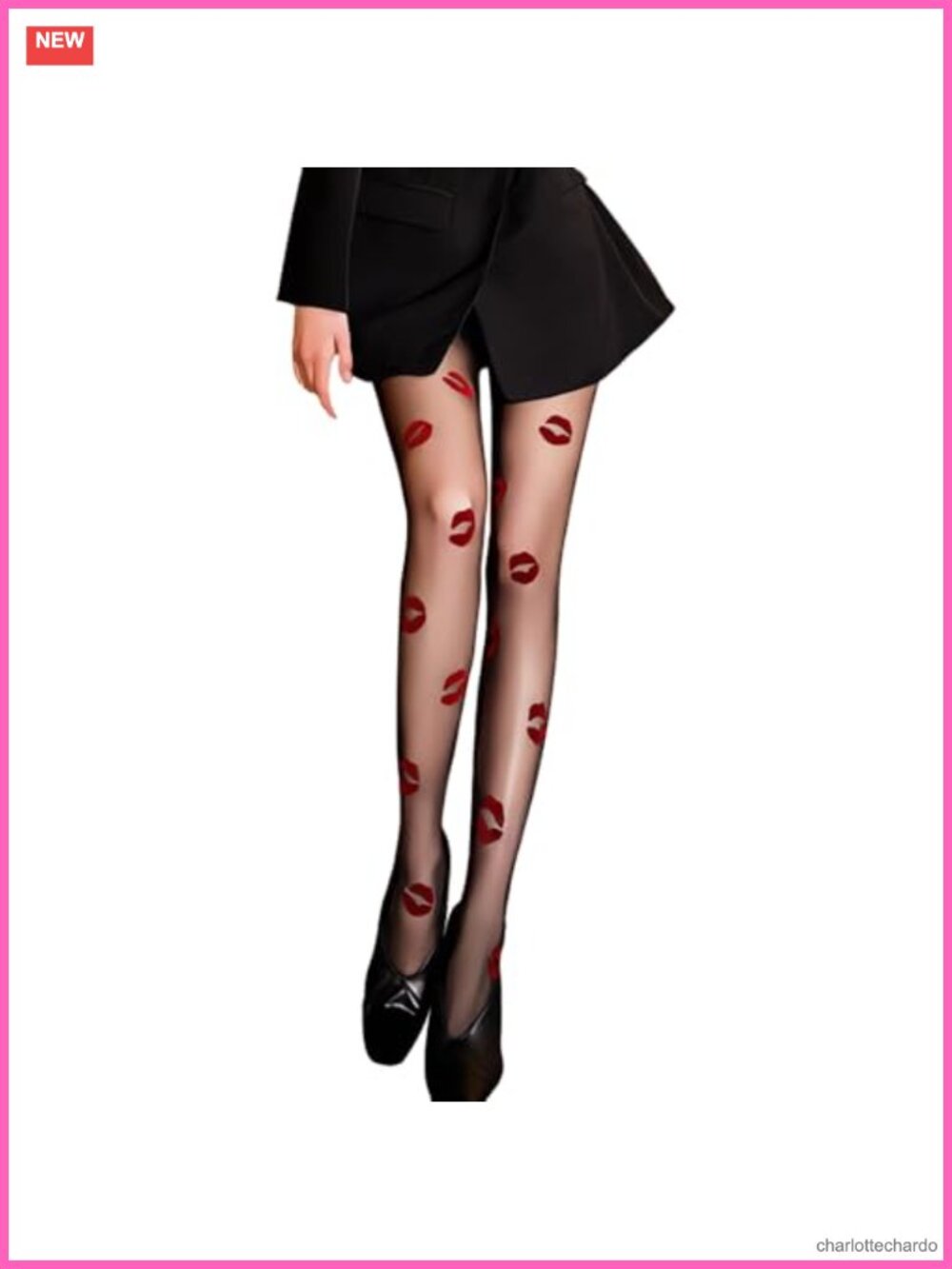 High Waist Sheer Pantyhose Red Lip Print Tights Costume Accessory